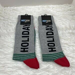 *HOT SOX Socks Holiday Christmas Set Of 2 Men's Size 10-13 Green Red Gray NEW